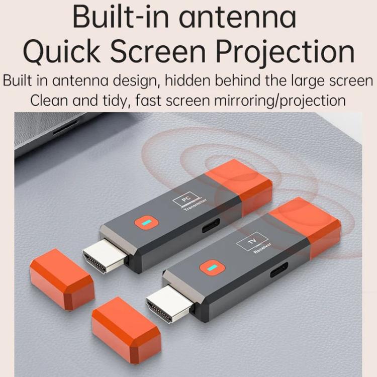 HDMI Wireless Transmitter 50M Signal Extension 1080P WIFI Computer Wireless Casting Same Screen, Transmitter + Receiver(Orange) - Amplifier by buy2fix | Online Shopping UK | buy2fix