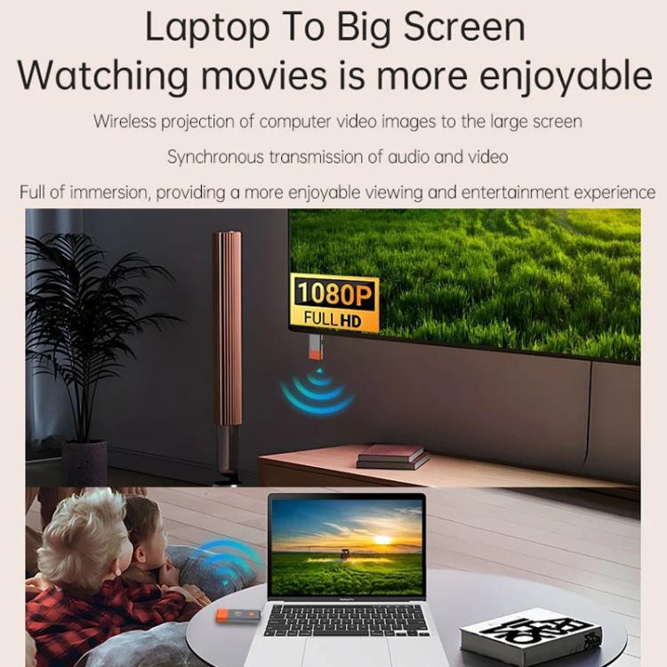 HDMI Wireless Transmitter 50M Signal Extension 1080P WIFI Computer Wireless Casting Same Screen, Transmitter + Receiver(Orange) - Amplifier by buy2fix | Online Shopping UK | buy2fix