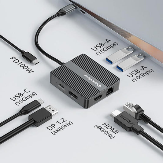 Blueendless HP706 7 In 1 Docking Station Gigabit Ethernet Port High-Speed Transfer HUB - USB HUB by Blueendless | Online Shopping UK | buy2fix
