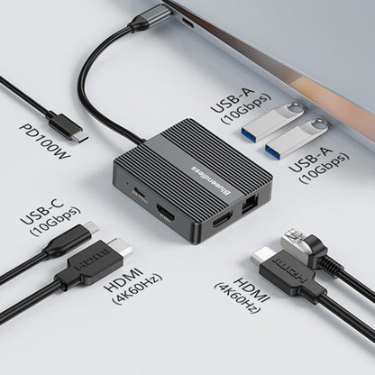 Blueendless HD706 7 In 1 Docking Station Gigabit Ethernet Port High-Speed Transfer HUB - USB HUB by Blueendless | Online Shopping UK | buy2fix