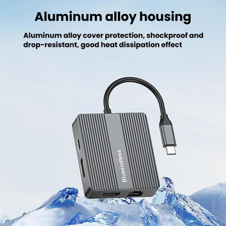 Blueendless HD706 7 In 1 Docking Station Gigabit Ethernet Port High-Speed Transfer HUB - USB HUB by Blueendless | Online Shopping UK | buy2fix