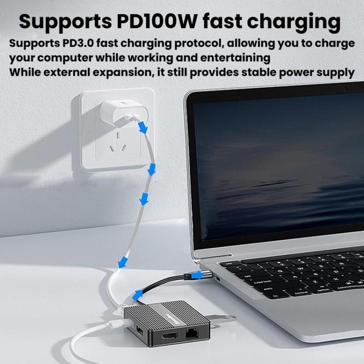 Blueendless HP706 7 In 1 Docking Station Gigabit Ethernet Port High-Speed Transfer HUB - USB HUB by Blueendless | Online Shopping UK | buy2fix