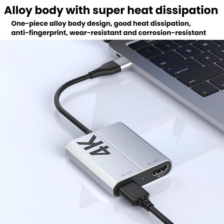 USB3.0+Type-C To Dual HDMI Extender 4K 60HZ Dual Screen Heterodyne HD Video Converter, Size: 25cm(Silver Gray) - Adapter by buy2fix | Online Shopping UK | buy2fix