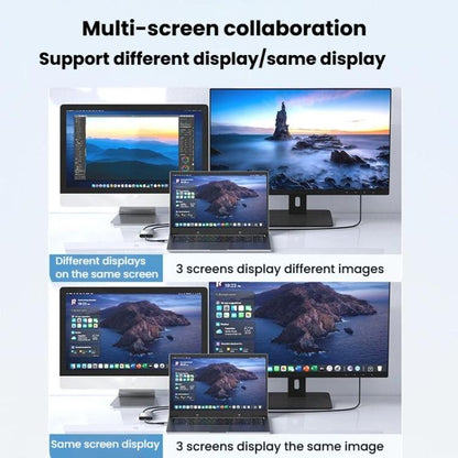 USB3.0+Type-C To Dual HDMI Extender 4K 60HZ Dual Screen Heterodyne HD Video Converter, Size: 25cm(Silver Gray) - Adapter by buy2fix | Online Shopping UK | buy2fix