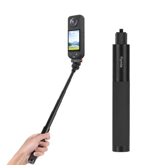 Flymile 16.5-73.5cm Mini Invisible Selfie Stick for Panoramic Cameras Anti-Shake Metal Pole Pocket-Friendly Extendable Selfie Monopod(Black) - Self Monopod Grip by Flymile | Online Shopping UK | buy2fix