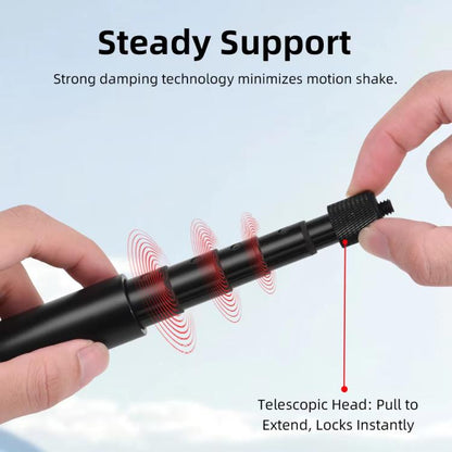 Flymile 16.5-73.5cm Mini Invisible Selfie Stick for Panoramic Cameras Anti-Shake Metal Pole Pocket-Friendly Extendable Selfie Monopod(Black) - Self Monopod Grip by Flymile | Online Shopping UK | buy2fix