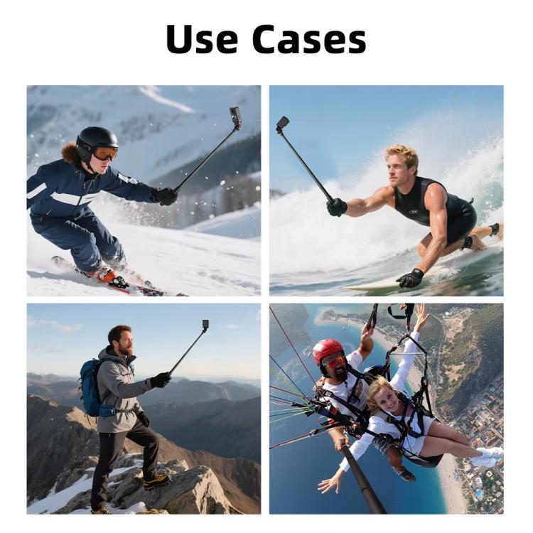 Flymile 16.5-73.5cm Mini Invisible Selfie Stick for Panoramic Cameras Anti-Shake Metal Pole Pocket-Friendly Extendable Selfie Monopod(Black) - Self Monopod Grip by Flymile | Online Shopping UK | buy2fix