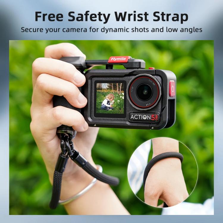 For DJI Action 5 Pro/4/3 Flymile Street Shooting Handle Grip Expansion Cage Kit(Black) - Protection Frame by Flymile | Online Shopping UK | buy2fix