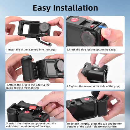 For DJI Action 5 Pro/4/3 Flymile Street Shooting Handle Grip Expansion Cage Kit(Black) - Protection Frame by Flymile | Online Shopping UK | buy2fix