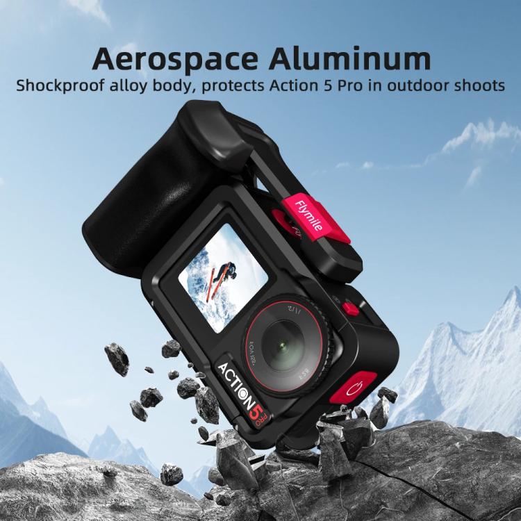 For DJI Action 5 Pro/4/3 Flymile Street Shooting Handle Grip Expansion Cage Kit(Black) - Protection Frame by Flymile | Online Shopping UK | buy2fix