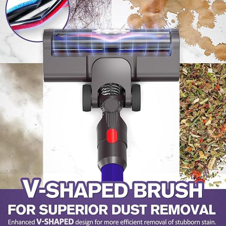 For Dyson V7 / V8 / V10 / V11 / V15 Vacuum Cleaner Electric Floor Brush With LED Light Soft Plush V Roller Brush(With Bird Brush) - For Dyson Accessories by buy2fix | Online Shopping UK | buy2fix