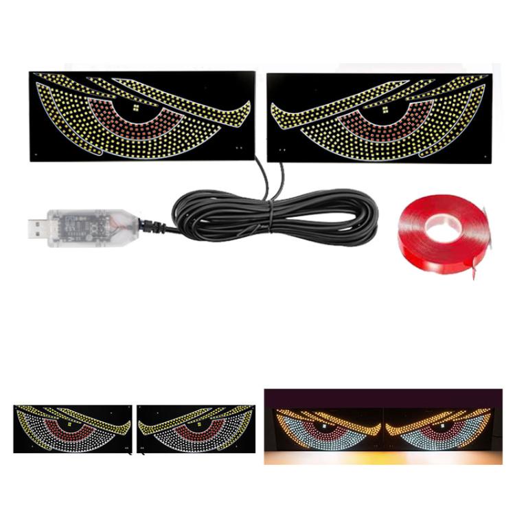 USB Car-mounted Dynamic Demon Eye Car Sticker LED Indicator Light(Red Yellow+White) - Decorative Lights by buy2fix | Online Shopping UK | buy2fix