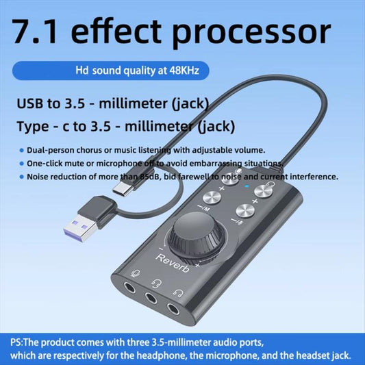 USB / Type-C To 3.5mm 7.1 Surround Sound Computer Voice Changer External Sound Card For Mobile Computer Streaming - Live Sound Effects Processors by buy2fix | Online Shopping UK | buy2fix