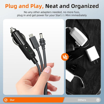 3 In 1 TYPE-C To DC Cigarette Lighter Car Charger For Starlink 4th GEN Mini, Length: 5m - Cigar Socket by buy2fix | Online Shopping UK | buy2fix