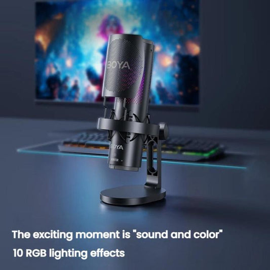 BOYA K9 Built-In Sound Card Quadruple Noise Reduction Desktop Microphone PC Recording Game Live Noise Reduction Microphone(Black) - Microphone by BOYA | Online Shopping UK | buy2fix