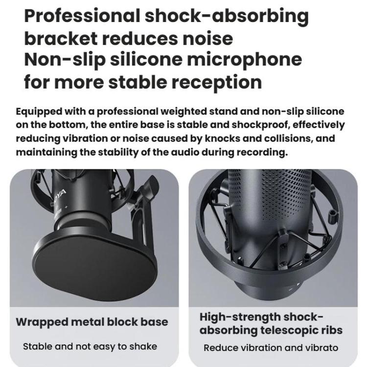 BOYA K9 Built-In Sound Card Quadruple Noise Reduction Desktop Microphone PC Recording Game Live Noise Reduction Microphone(Black) - Microphone by BOYA | Online Shopping UK | buy2fix