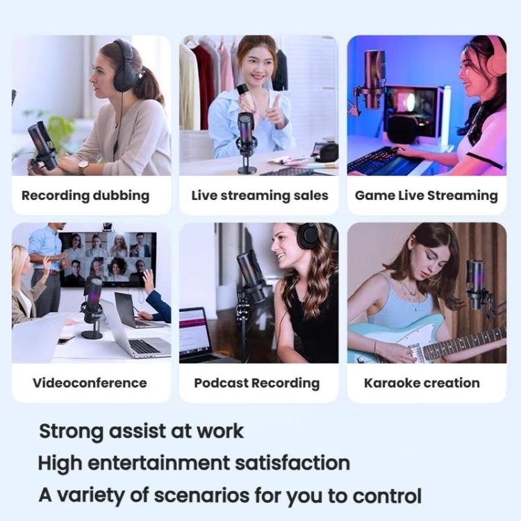 BOYA K9 Built-In Sound Card Quadruple Noise Reduction Desktop Microphone PC Recording Game Live Noise Reduction Microphone(Black) - Microphone by BOYA | Online Shopping UK | buy2fix