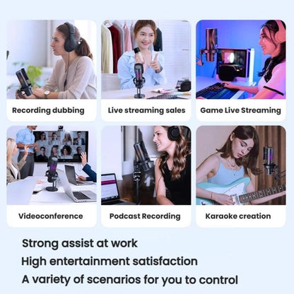 BOYA K9 Built-In Sound Card Quadruple Noise Reduction Desktop Microphone PC Recording Game Live Noise Reduction Microphone(Black) - Microphone by BOYA | Online Shopping UK | buy2fix