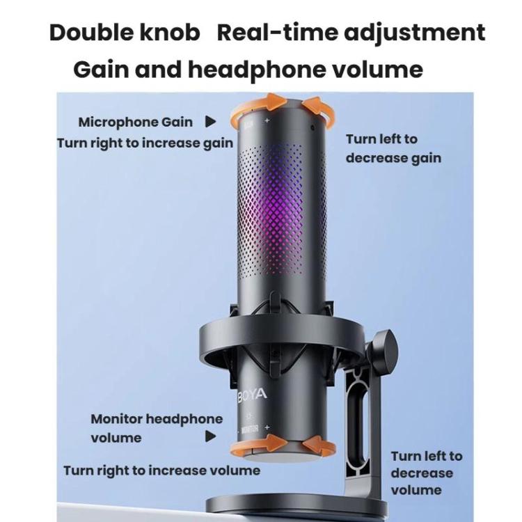 BOYA K9 Built-In Sound Card Quadruple Noise Reduction Desktop Microphone PC Recording Game Live Noise Reduction Microphone(Black) - Microphone by BOYA | Online Shopping UK | buy2fix