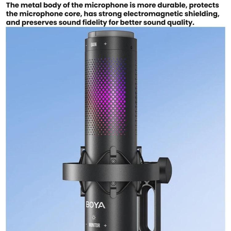 BOYA K9 Built-In Sound Card Quadruple Noise Reduction Desktop Microphone PC Recording Game Live Noise Reduction Microphone(Black) - Microphone by BOYA | Online Shopping UK | buy2fix