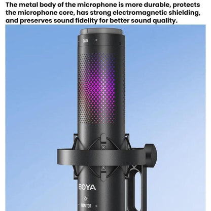 BOYA K9 Built-In Sound Card Quadruple Noise Reduction Desktop Microphone PC Recording Game Live Noise Reduction Microphone(Black) - Microphone by BOYA | Online Shopping UK | buy2fix