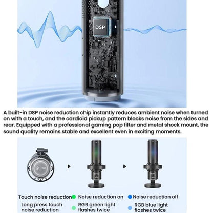 BOYA K9 Built-In Sound Card Quadruple Noise Reduction Desktop Microphone PC Recording Game Live Noise Reduction Microphone(Black) - Microphone by BOYA | Online Shopping UK | buy2fix