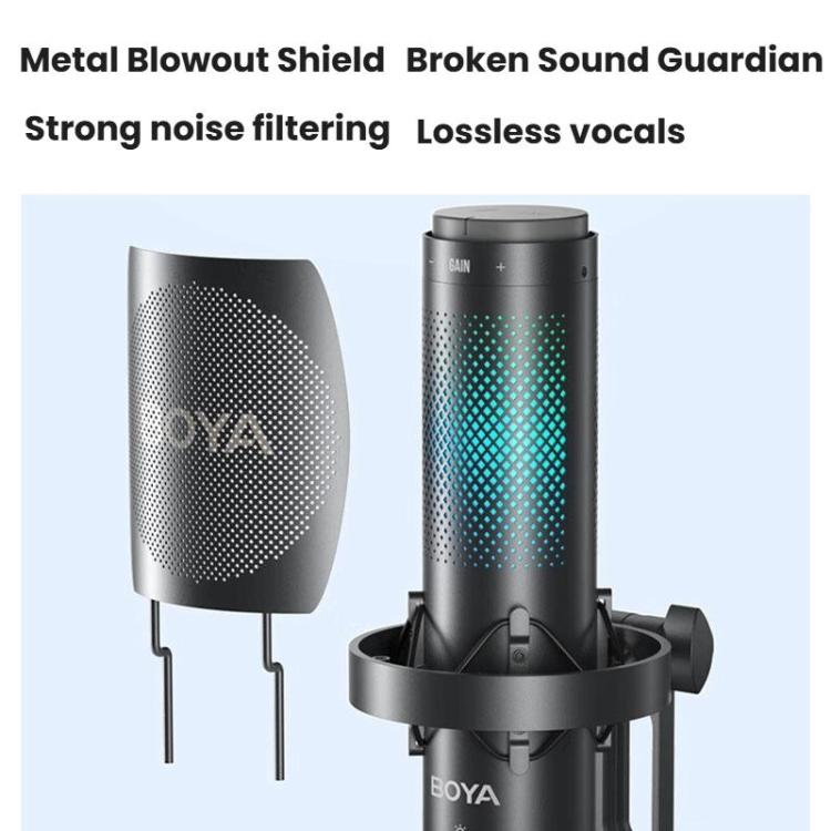 BOYA K9 Built-In Sound Card Quadruple Noise Reduction Desktop Microphone PC Recording Game Live Noise Reduction Microphone(Black) - Microphone by BOYA | Online Shopping UK | buy2fix