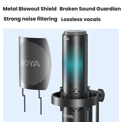 BOYA K9 Built-In Sound Card Quadruple Noise Reduction Desktop Microphone PC Recording Game Live Noise Reduction Microphone(Black) - Microphone by BOYA | Online Shopping UK | buy2fix
