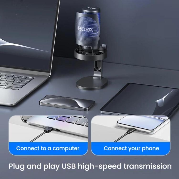 BOYA K3 Desk Condenser Microphone Computer Phone Recording Video Live Receiving Noise Reduction USB Mic - Microphone by BOYA | Online Shopping UK | buy2fix