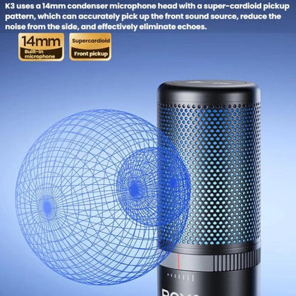 BOYA K3 Desk Condenser Microphone Computer Phone Recording Video Live Receiving Noise Reduction USB Mic - Microphone by BOYA | Online Shopping UK | buy2fix