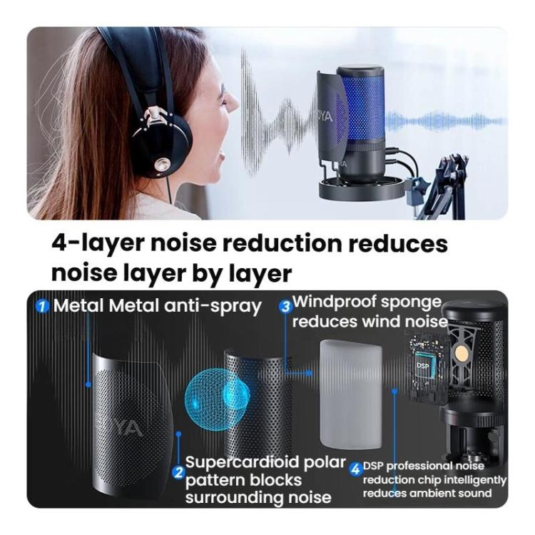BOYA K3 Desk Condenser Microphone Computer Phone Recording Video Live Receiving Noise Reduction USB Mic - Microphone by BOYA | Online Shopping UK | buy2fix