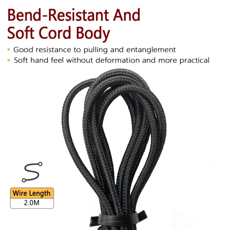 For Logitech Astro A10 / A40 Headset Gaming Headset 2m Braided Audio Cable, Style: Silver Plug Straight Through - Headset Accessories by buy2fix | Online Shopping UK | buy2fix