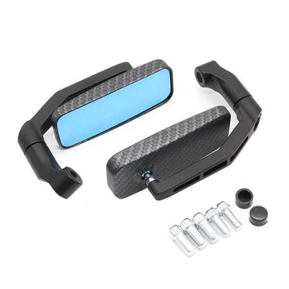 Electric Bike Modified Aluminum Alloy Blue Glass Square Curved Rod Rearview Mirror, Color: Carbon Fiber Texture (Snakeskin) - Side Mirrors by buy2fix | Online Shopping UK | buy2fix