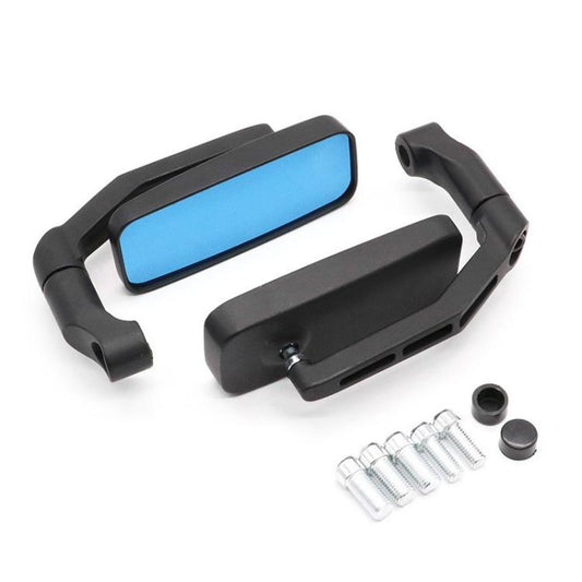 Electric Bike Modified Aluminum Alloy Blue Glass Square Curved Rod Rearview Mirror, Color: Black - Side Mirrors by buy2fix | Online Shopping UK | buy2fix