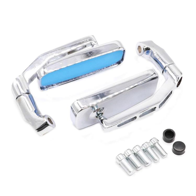 Electric Bike Modified Aluminum Alloy Blue Glass Square Curved Rod Rearview Mirror, Color: Silver Electroplated - Side Mirrors by buy2fix | Online Shopping UK | buy2fix