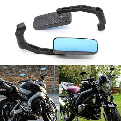 Electric Bike Modified Aluminum Alloy Blue Glass Square Curved Rod Rearview Mirror, Color: Black - Side Mirrors by buy2fix | Online Shopping UK | buy2fix
