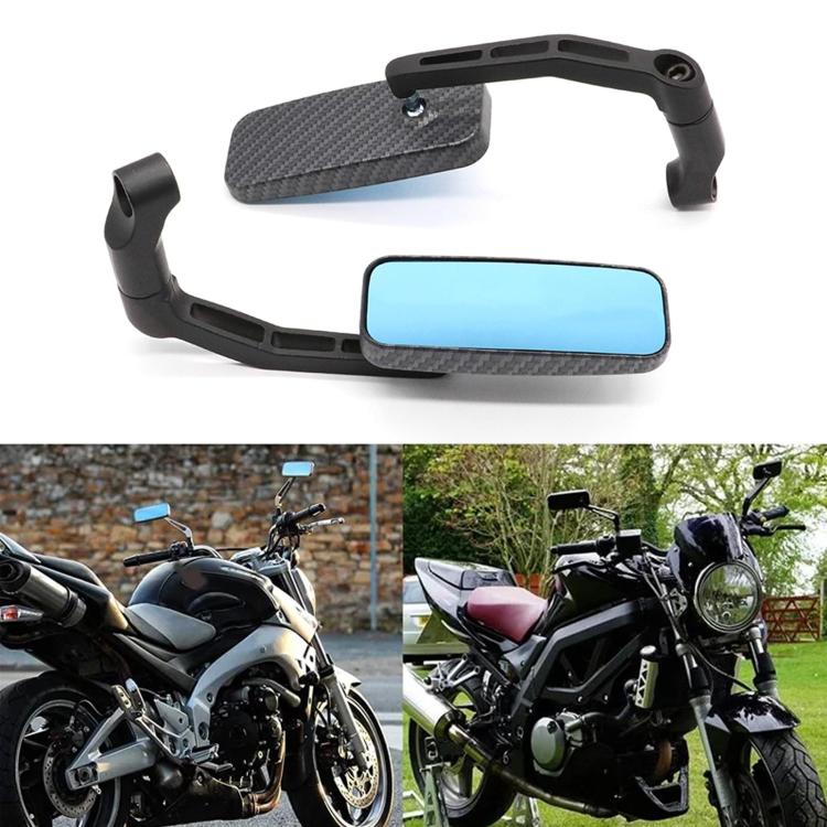 Electric Bike Modified Aluminum Alloy Blue Glass Square Curved Rod Rearview Mirror, Color: Silver Electroplated - Side Mirrors by buy2fix | Online Shopping UK | buy2fix
