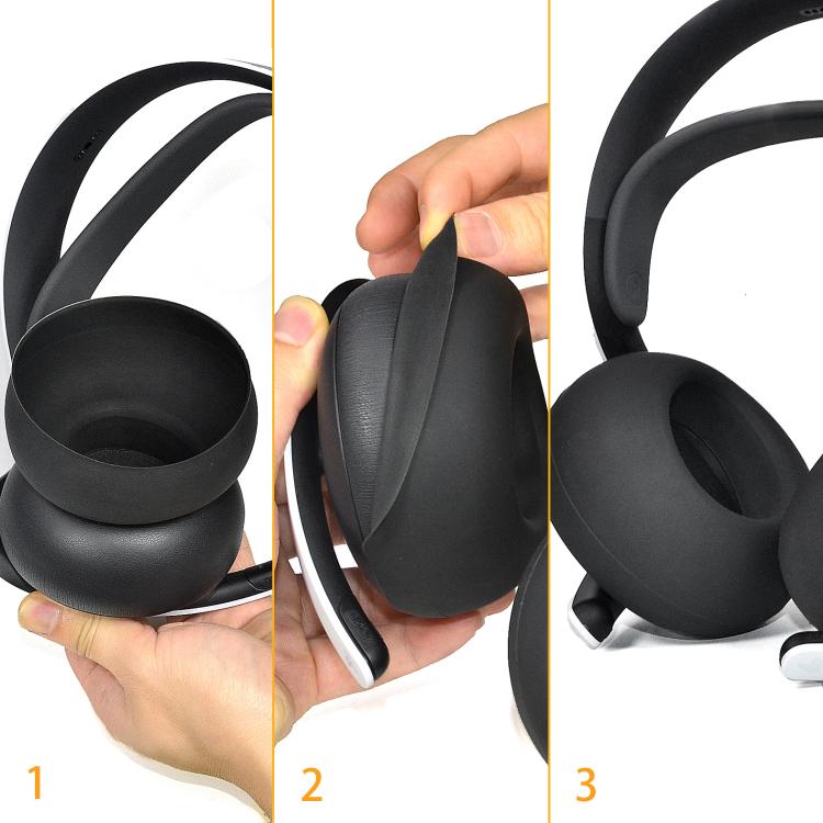 1pair Silicone Protective Cover for Sony PS5 PULSE 3D Wireless Headset Waterproof Dustproof Ear Cushion Covers(Black) - Earmuff & Pad by buy2fix | Online Shopping UK | buy2fix