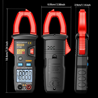 ANENG ST183 600A Digital Clamp Meter With NCV, 4000 Counts, Tests Continuity/Resistance/Capacitance/Diode, Audible & Visual Alarm(Black) - Digital Multimeter by ANENG | Online Shopping UK | buy2fix