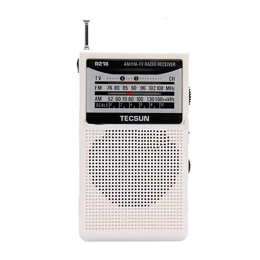 TECSUN R-218 FM/AM/Campus Broadcast Radio Portable Pocket Analog Dial Radio, Spec: Standard No Battery(White) - Radio Player by TECSUN | Online Shopping UK | buy2fix