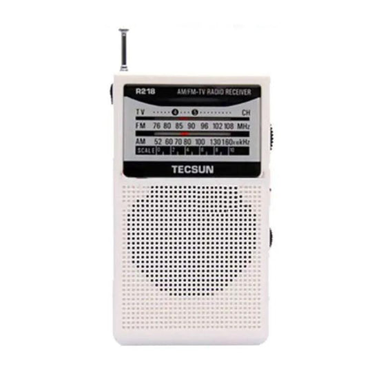 TECSUN R-218 FM/AM/Campus Broadcast Radio Portable Pocket Analog Dial Radio, Spec: Standard No Battery(White)