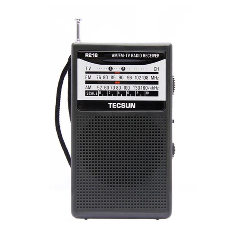 TECSUN R-218 FM/AM/Campus Broadcast Radio Portable Pocket Analog Dial Radio, Spec: Standard No Battery(Black) - Radio Player by TECSUN | Online Shopping UK | buy2fix