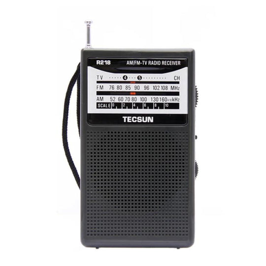 TECSUN R-218 FM/AM/Campus Broadcast Radio Portable Pocket Analog Dial Radio, Spec: Standard No Battery(Black)
