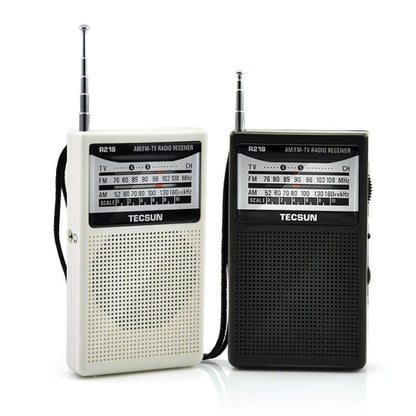 TECSUN R-218 FM/AM/Campus Broadcast Radio Portable Pocket Analog Dial Radio, Spec: Standard No Battery(White) - Radio Player by TECSUN | Online Shopping UK | buy2fix