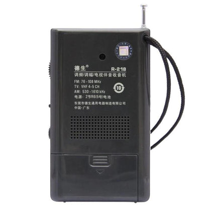 TECSUN R-218 FM/AM/Campus Broadcast Radio Portable Pocket Analog Dial Radio, Spec: Standard No Battery(Black) - Radio Player by TECSUN | Online Shopping UK | buy2fix