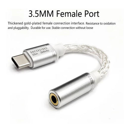 Type-C To 3.5mm Female DAC CX31993 Digital Audio Decoding Conversion Cable HIFI 8-Strand Silver Plated Cable - Audio Adapter by buy2fix | Online Shopping UK | buy2fix