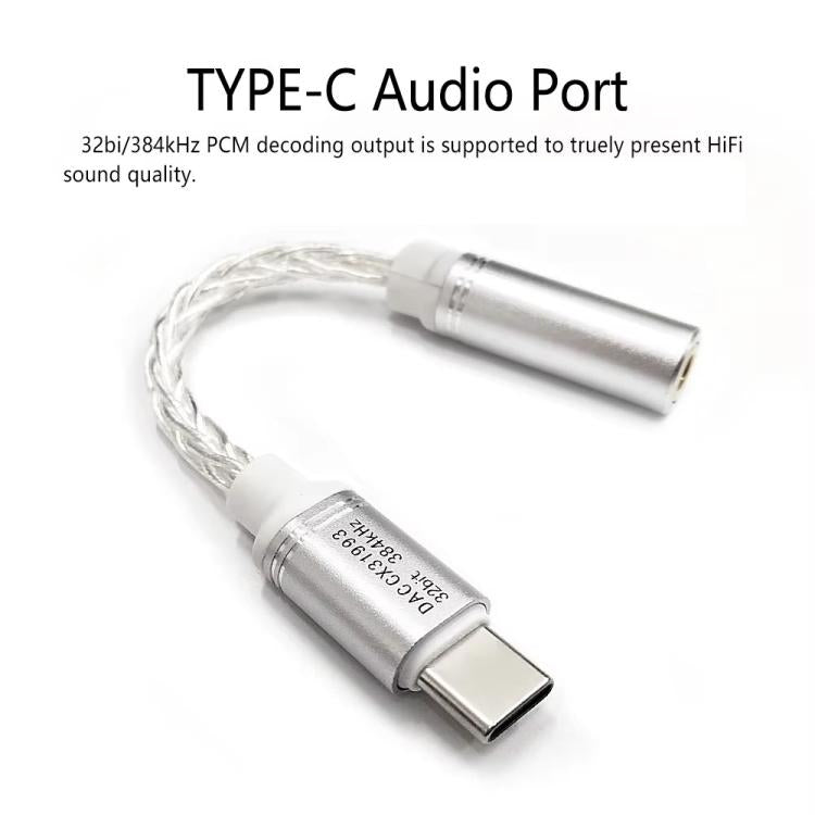 Type-C To 3.5mm Female DAC CX31993 Digital Audio Decoding Conversion Cable HIFI 8-Strand Silver Plated Cable - Audio Adapter by buy2fix | Online Shopping UK | buy2fix