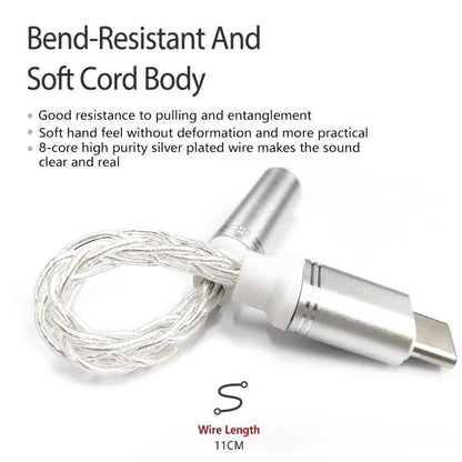 Type-C To 3.5mm Female DAC CX31993 Digital Audio Decoding Conversion Cable HIFI 8-Strand Silver Plated Cable - Audio Adapter by buy2fix | Online Shopping UK | buy2fix