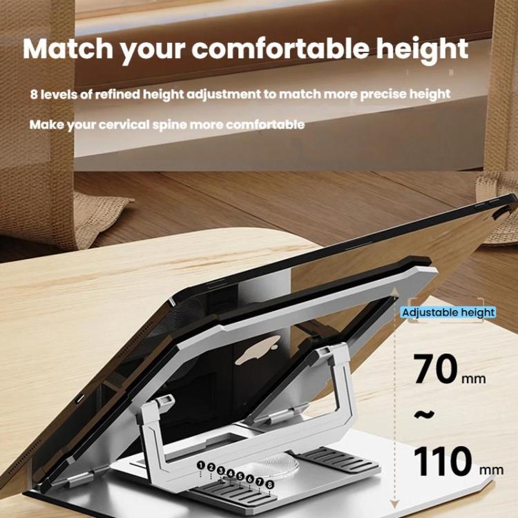 Carbon Steel Laptop Tablet Stand Holder Foldable Desktop Riser With 360-Degree Rotation, Spec: Laptop Black - Laptop Stand by buy2fix | Online Shopping UK | buy2fix