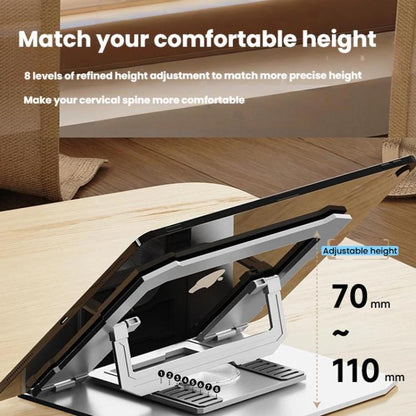 Carbon Steel Laptop Tablet Stand Holder Foldable Desktop Riser With 360-Degree Rotation, Spec: Laptop Black - Laptop Stand by buy2fix | Online Shopping UK | buy2fix